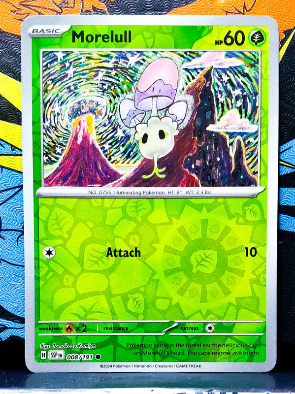 Pokemon Card - Morelull 008/191 - Reverese Holofoil - Surging Sparks NM