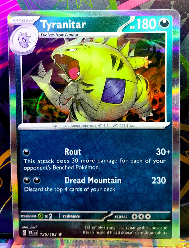 Pokemon Cards - Tyranitar 135/193 - Holofoil Rare  - Paldea Evolved (NM)