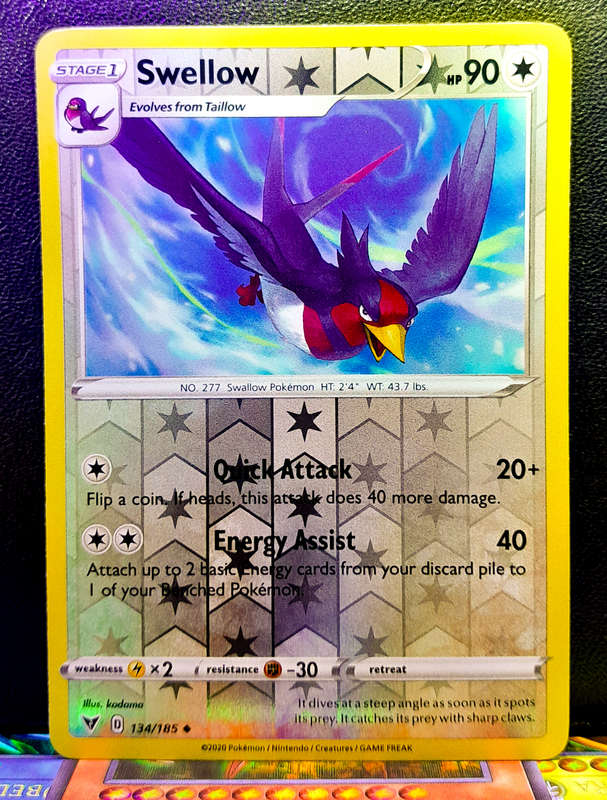 Pokemon Cards - Swellow 134/185 - Reverse Holo - Vivid Voltage (NM)