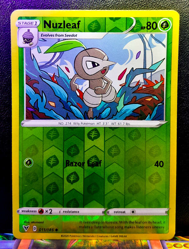 Pokemon Cards - Nuzleaf 011/185 - Reverse Holo - Vivid Voltage (NM)