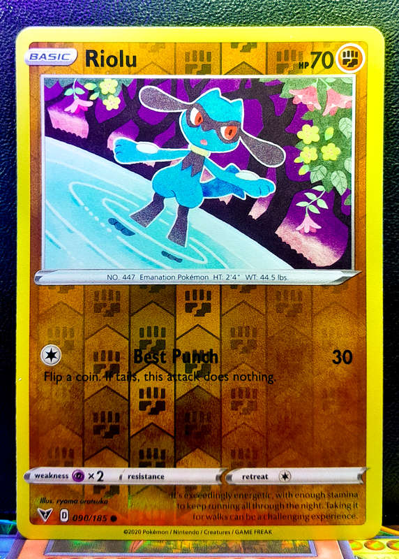 Pokemon Cards - Riolu 090/185 - Reverse Holo - Vivid Voltage (NM)