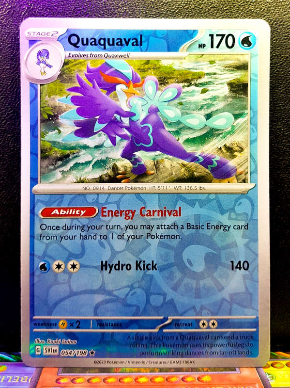 Pokemon Card - Quaquaval 054/198 - Reverse Holo Rare  - Scarlett & Violet Base Set