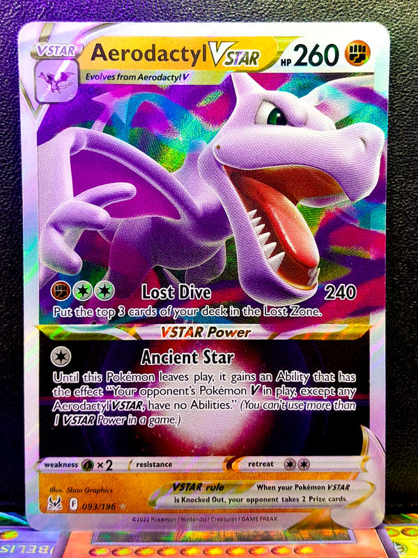 Pokemon Card - Aerodactyl Vstar 093/196 - Textured Full Art Rare - Lost Origins