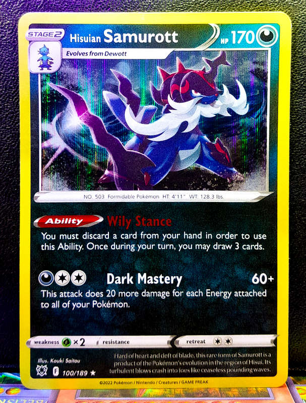 Pokemon Card - Hisuian Samurott 100/189 - Holofoil Rare - Astral Radiance