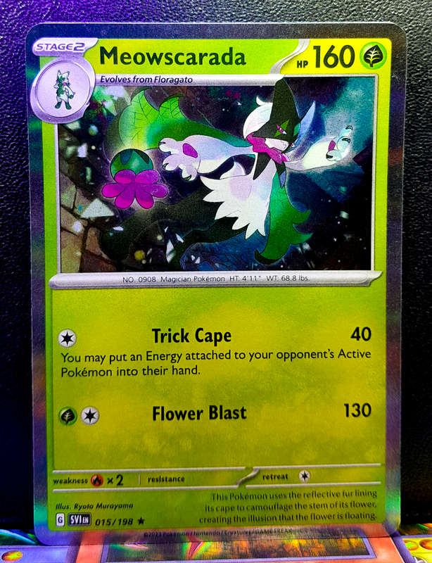 Pokemon Card - Meowscarada 015/198 - Holo Rare  - Scarlett & Violet Base Set