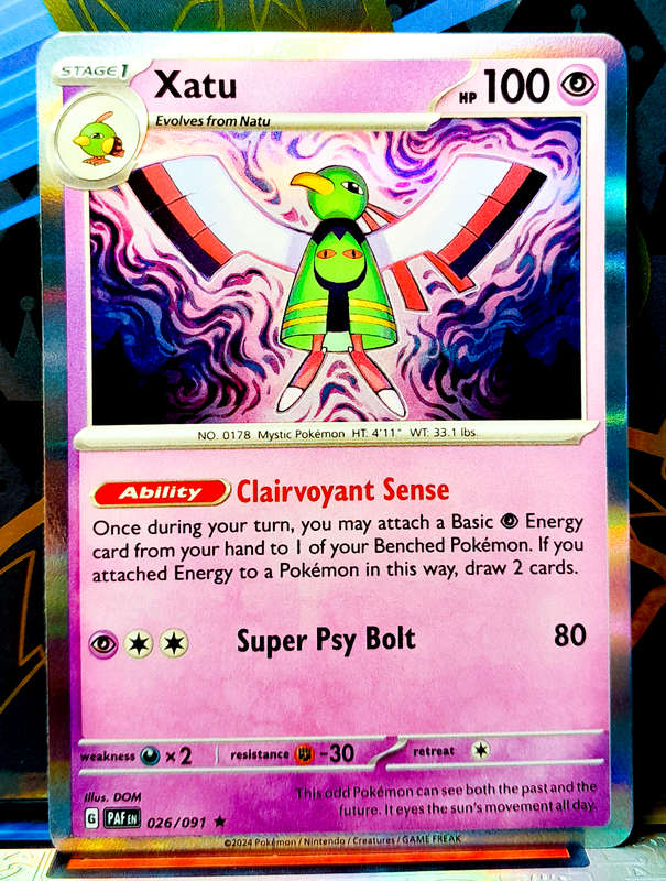 Pokemon Card - Xatu 026/091 - Holofoil Rare - Paldean fates
