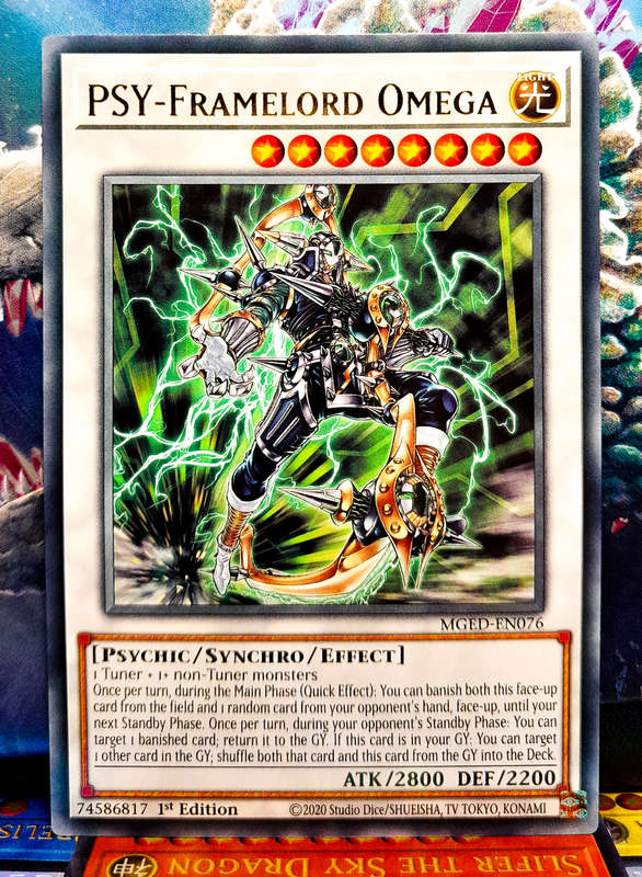 Yu-Gi-Oh! Card - PSY-Framelord Omega - 1st Edition  - Rare - MGED-EN076 - NM