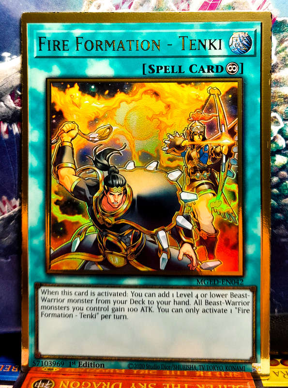 Yu-Gi-Oh! Card - Fire Formation - Tenki - 1st Edition - Premium Gold Rare - MGED-EN042 - NM