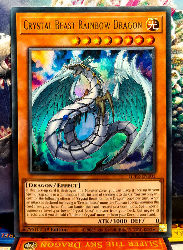 Yu-Gi-Oh! Card - Crystal Beast Rainbow Dragon - 1st Edition  - Ultra Rare Holo - GFP2-EN001 - NM