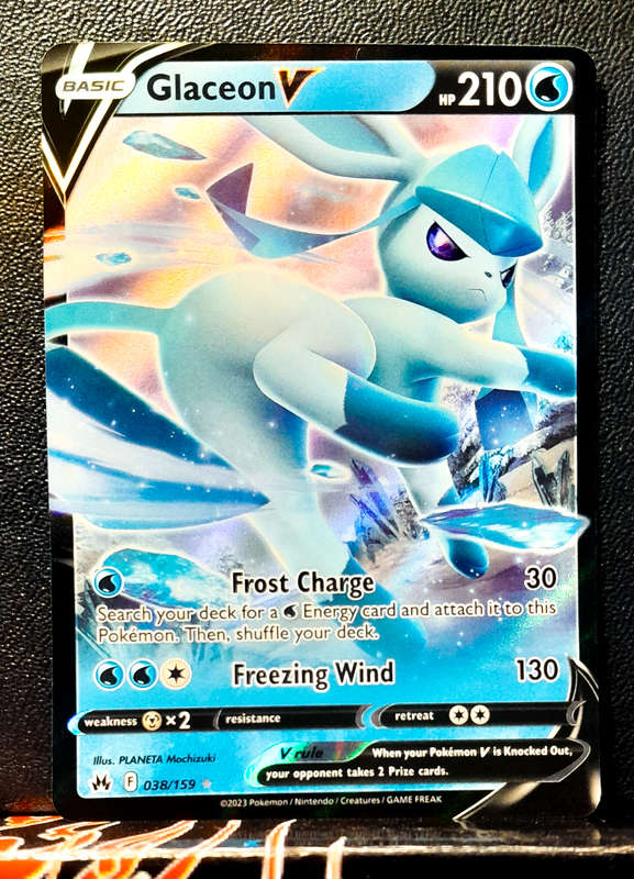 Pokemon Card - Glaceon V 038/159 - Holofoil Rare - Crown Zenith NM