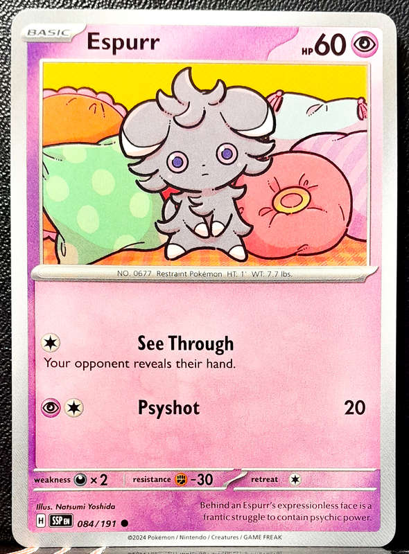 Pokemon Card - Espurr 084/191- Common - Surging Sparks NM