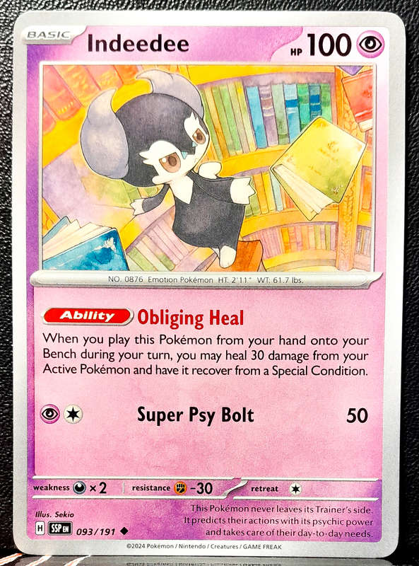 Pokemon Card - Indeedee 093/191- Uncommon - Surging Sparks NM