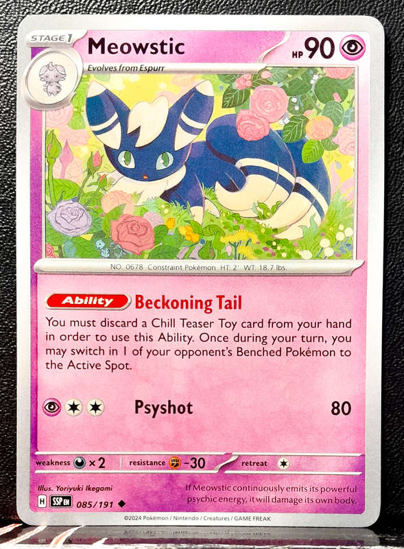 Pokemon Card - Meowstic 085/191- Uncommon - Surging Sparks NM