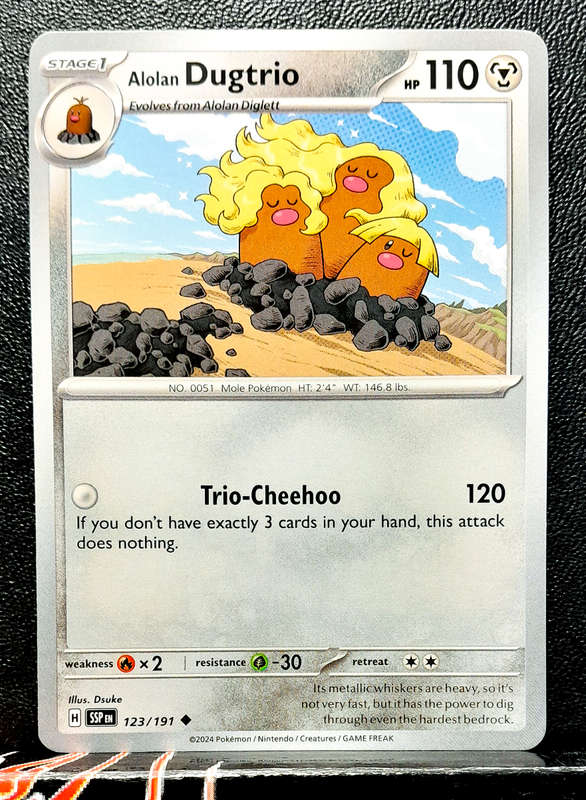 Pokemon Card - Alolan Dugtrio 123/191- Uncommon - Surging Sparks NM