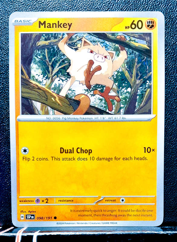 Pokemon Card - Mankey 098/191- Common - Surging Sparks NM