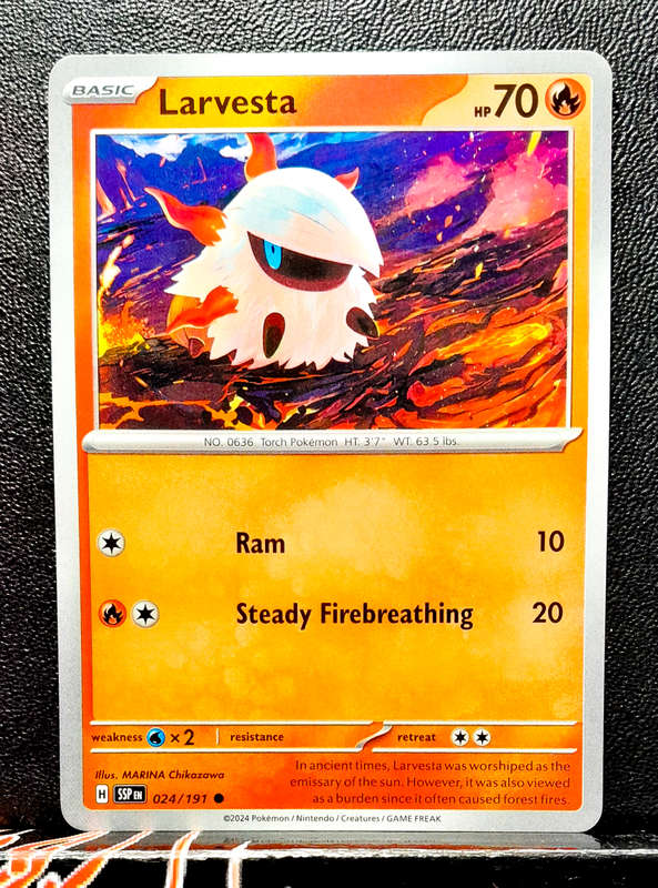 Pokemon Card - Larvesta 024/191- Common - Surging Sparks NM