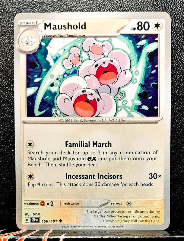 Pokemon Card - Maushold 158/191- Uncommon - Surging Sparks NM