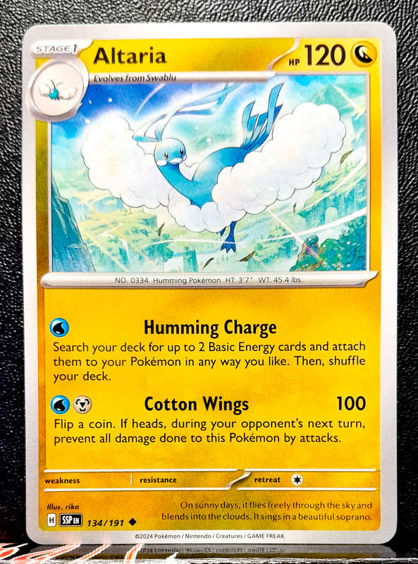 Pokemon Card - Altaria 134/191- Uncommon - Surging Sparks NM
