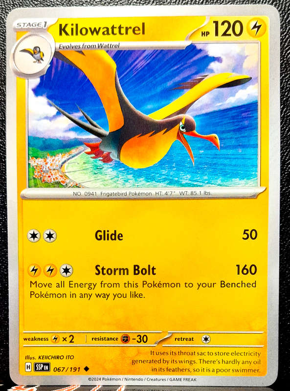 Pokemon Card - Kilowattrel 067/191- Uncommon - Surging Sparks NM