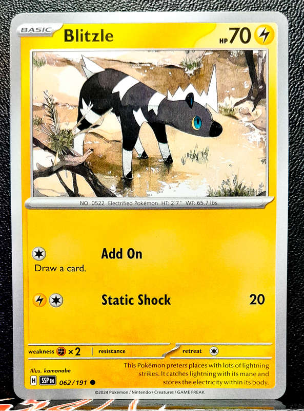 Pokemon Card - Blitzle 062/191- Common - Surging Sparks NM