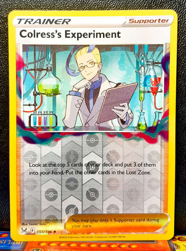 Pokemon Card - Colress's Experiment 155/196 - Reverse Holo Trainer - SWSH Lost Origins NM
