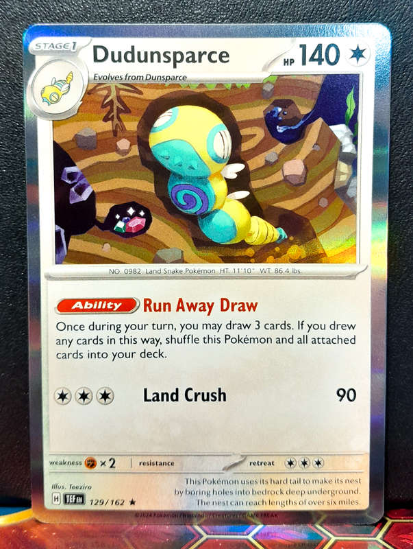 Pokemon Card - Dudunsparce 129/162 - Holo Rare - Temporal Forces NM