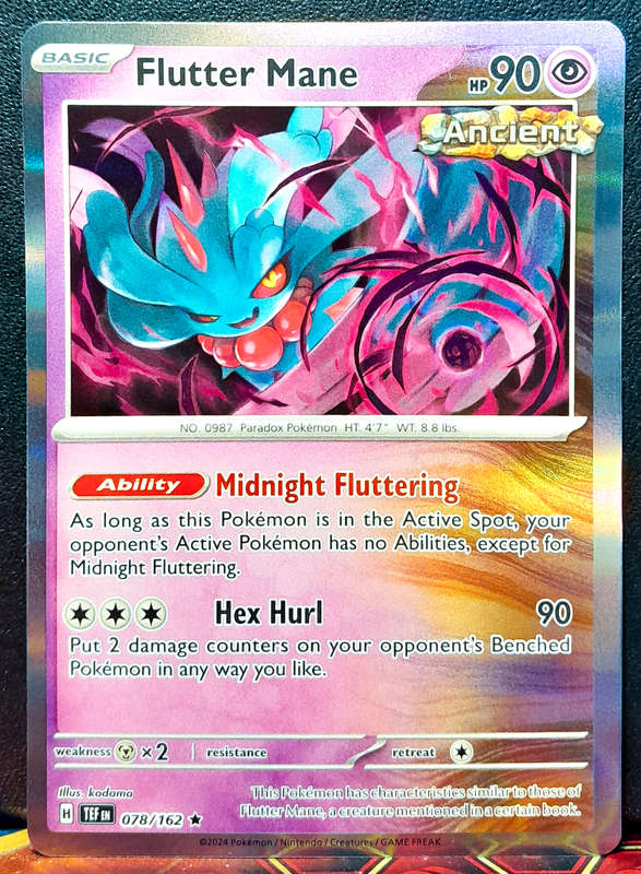 Pokemon Card - Flutter Mane 078/162 - Holo Rare - Temporal Forces NM