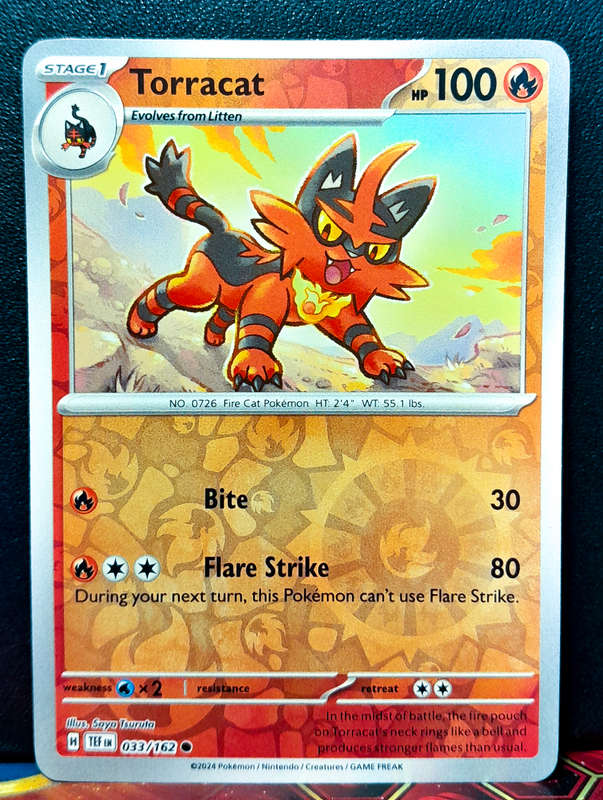 Pokemon Card - Torracat 033/162 - Reverse Holo - Temporal Forces NM