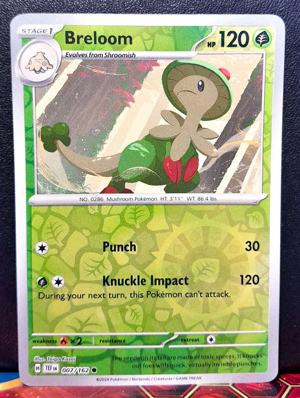 Pokemon Card - Breloom 007/162 - Reverse Holo - Temporal Forces NM