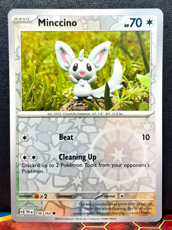 Pokemon Card - Minccino 136/162 - Reverse Holo - Temporal Forces NM