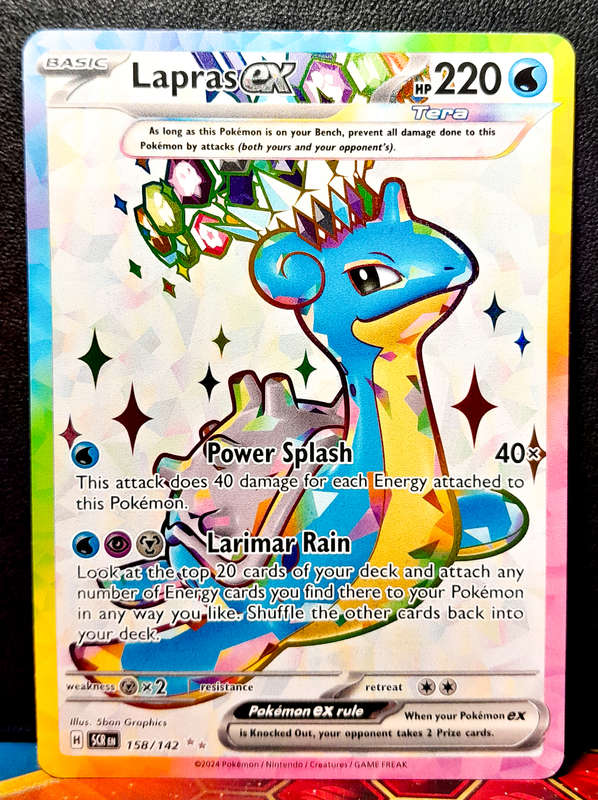 Pokemon Card - Lapras EX 158/142 - Textured Double Rare - Stellar Crown NM