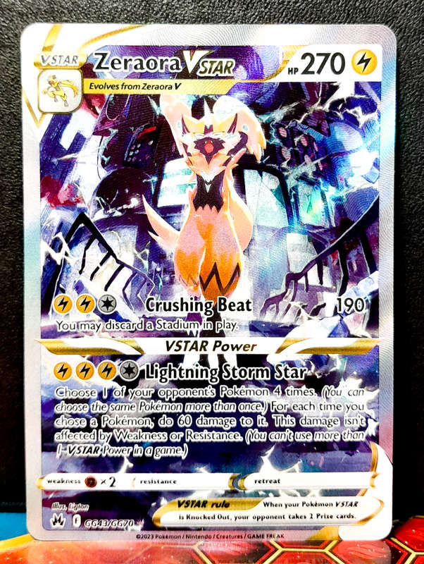 Pokemon Card - Zeraora Vstar GG43/GG70 - Galarian Gallery - Illustraition Rare - Crown Zenith NM