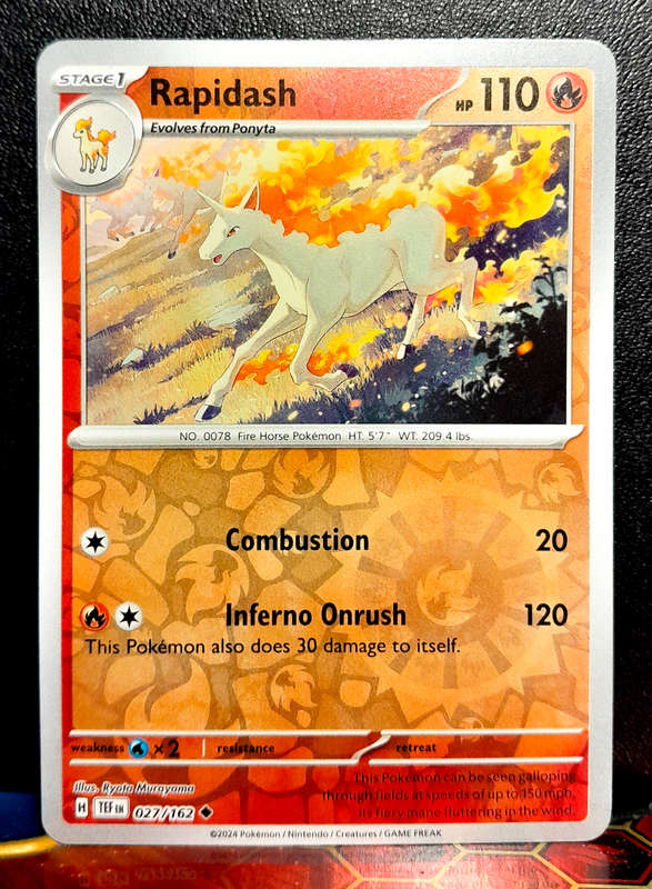 Pokemon Card - Rapidash 027/162 - Reverse Holo - Temporal Forces NM