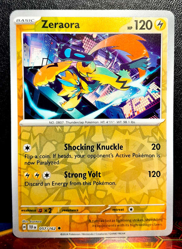 Pokemon Card - Zeraora 057/162 - Reverse Holo - Temporal Forces NM