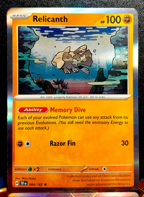 Pokemon Card - Relicanth 084/162 - Holo Rare - Temporal Forces NM