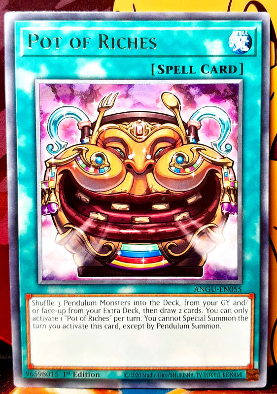 Yu-Gi-Oh! Card - Pot of Riches - 1st Edition  - Ultra Rare Holo - ANGU-EN055 - NM