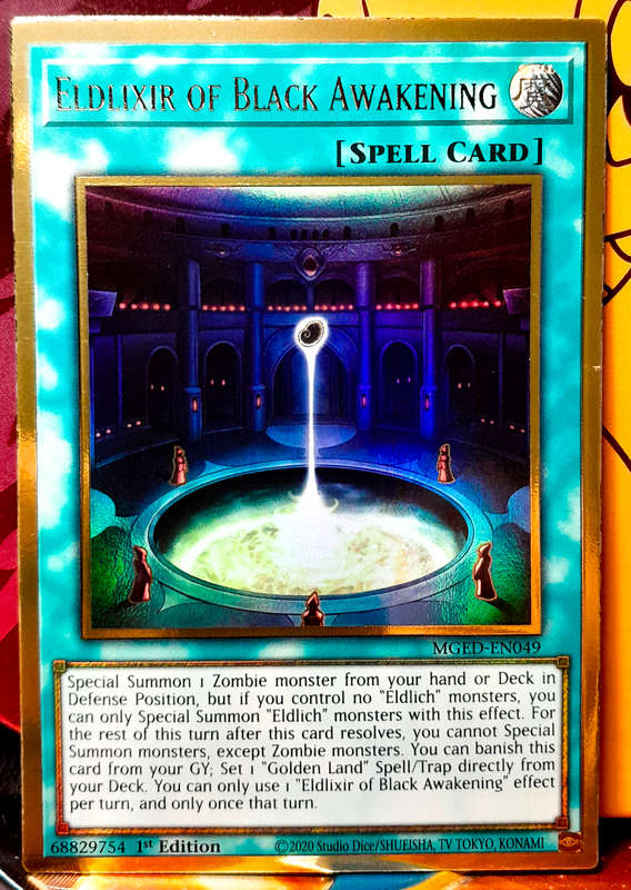 Yu-Gi-Oh! Card - Eldlixir of Black Awakening - Gold Rare - MGED-EN049 - NM