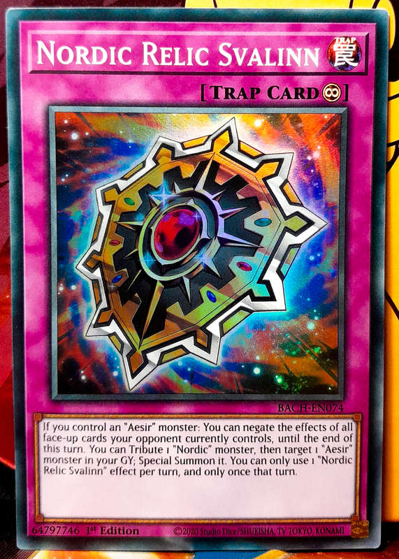 Yu-Gi-Oh! Card - Nordic Relic Svalinn - 1st Edition - Super Rare - BACH-EN074 - NM