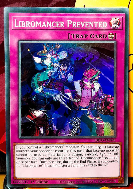 Yu-Gi-Oh! Card - Libromancer Prevented - 1st Edition  - Super Rare Holo - DIFO-EN091 - NM