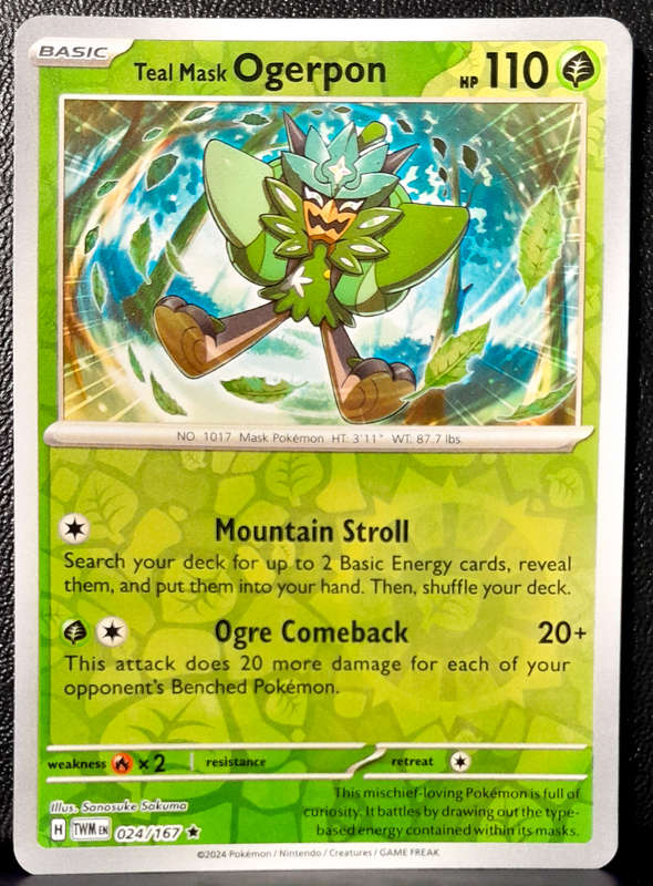 Pokemon Cards - Teal Mask Ogerpon 024/167 - Reverse Holofoil Rare - Twilight Masquerade