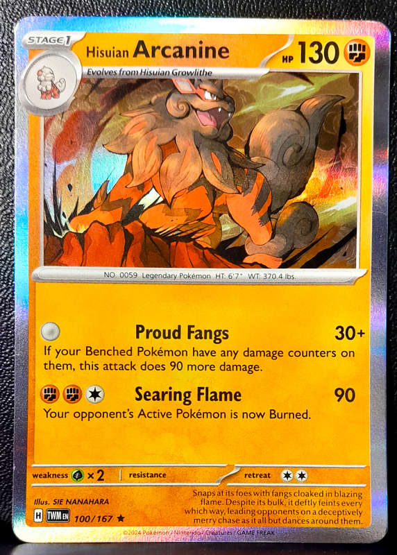 Pokemon Cards - Hisuian Arcanine 100/167 - Holofoil Rare - Twilight Masquerade