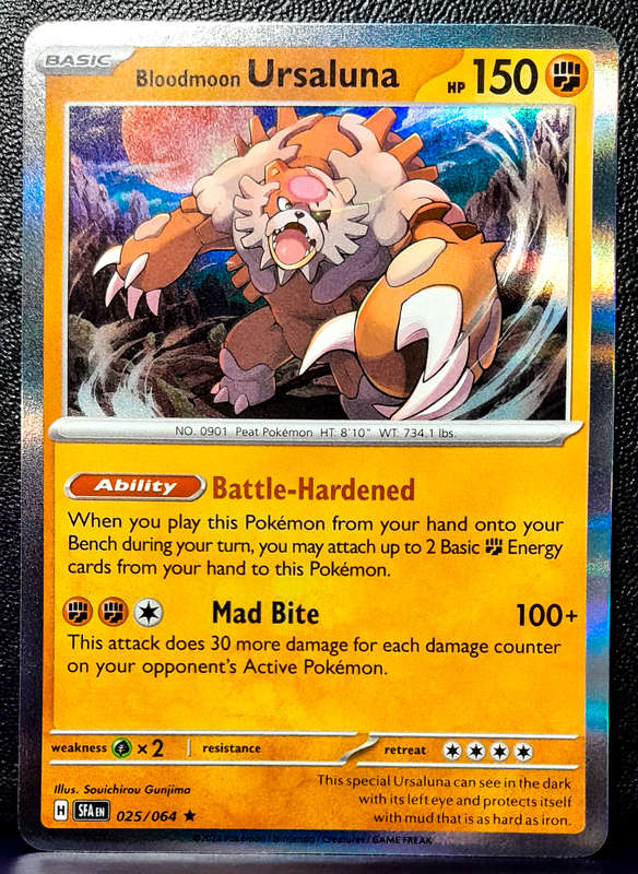 Pokemon Card - Bloodmoon Ursaluna 025/064 - Holofoil Rare - Shrouded Fable NM