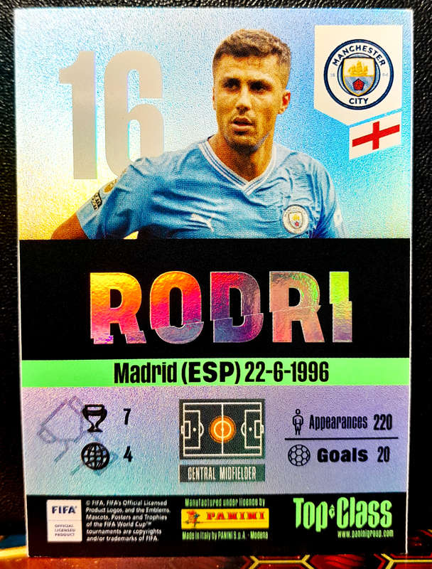 Panini Top Class - Rodri 182 - WINNER  - 2024 - NM