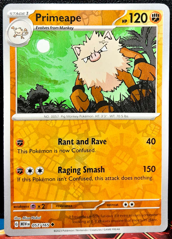 Pokemon Card - Primeape 057/165 - Reverse Holofoil - Pokemon 151 - NM