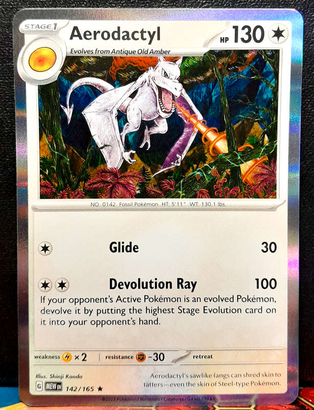 Pokemon Card - Aerodactyl 142/165 - Holofoil Rare - Pokemon 151 - NM