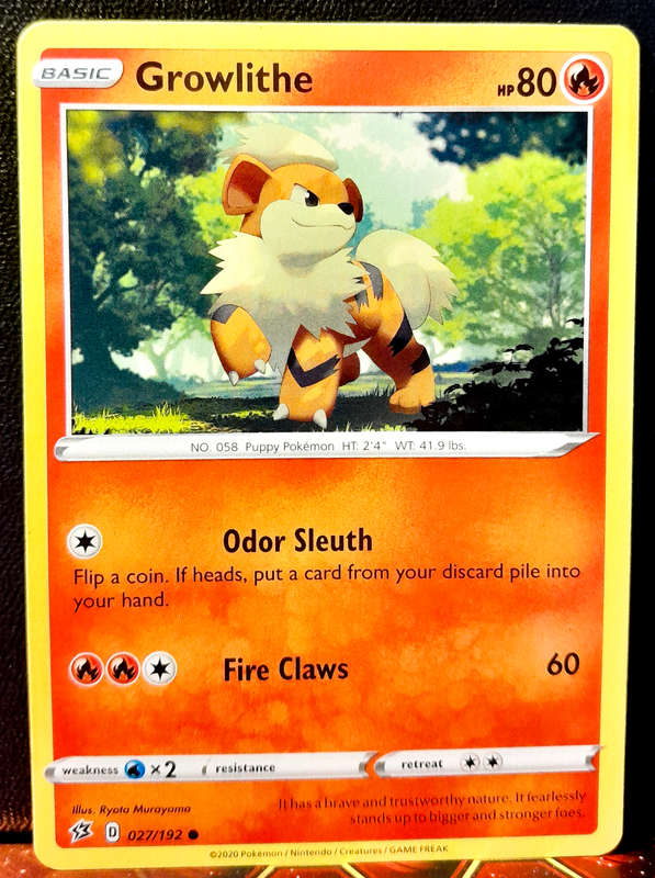 Pokemon Card - Growlithe 027/192 - Common - SWSH Rebel Clash