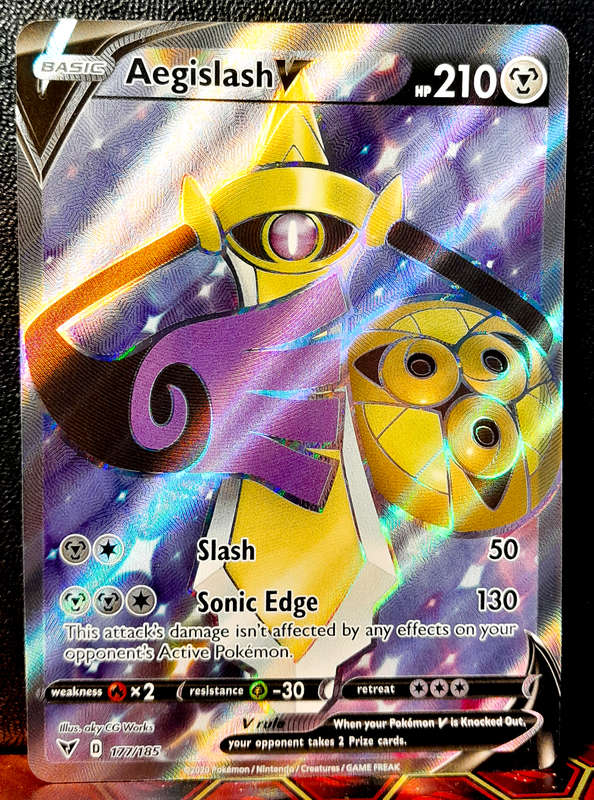 Pokemon Card - Aegislash Vmax 177/185 - Textured Holofoil - SWSH Vivid Voltage NM