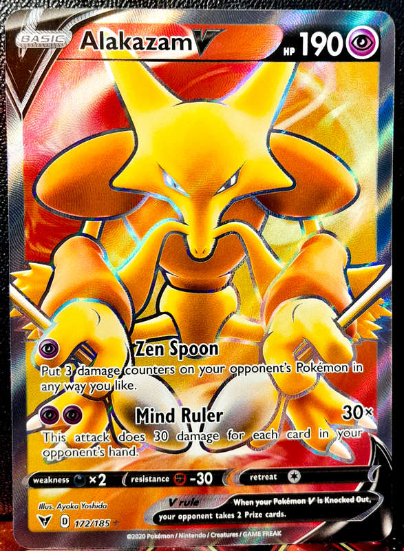 Pokemon Card - Alakazam 172/185 - Textured Full Art - SWSH Vivid Voltage NM