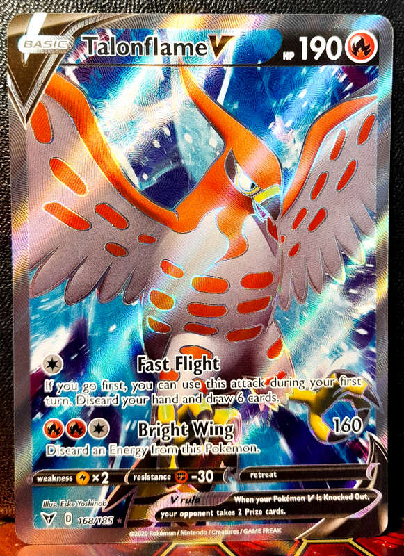 Pokemon Card - Talonflame V 168/185 - Textured Full Art - SWSH Vivid Voltage NM
