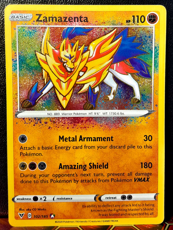 Pokemon Card - Zamazenta 102/185 - AMAZING RARE - SWSH Vivid Voltage NM